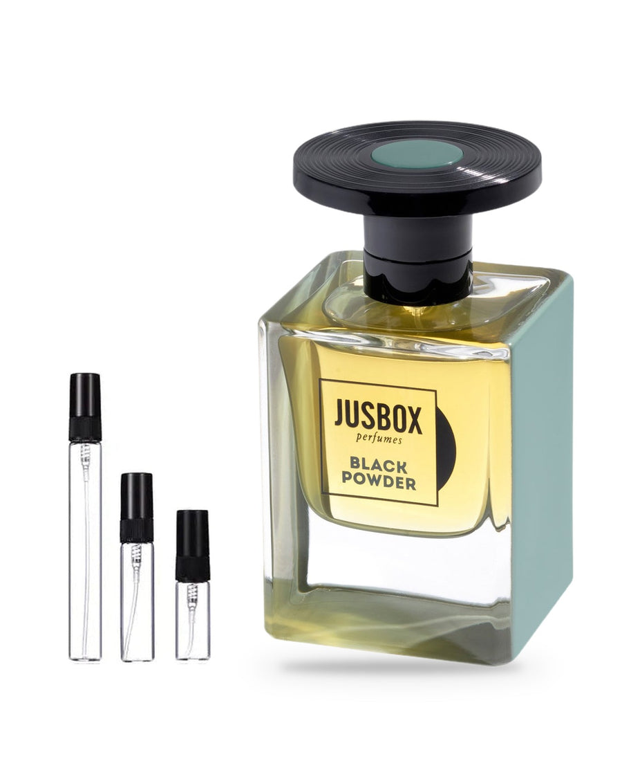Jusbox Black Powder Probe – Abfüllung im Glaszerstäuber (2, 5 oder 10 ml)