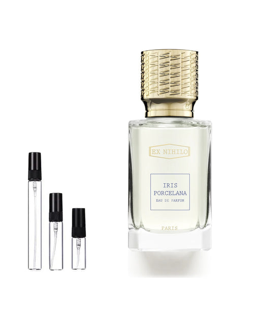 Ex Nihilo Iris Porcelana sample – 10 ml decant in a glass spray vial