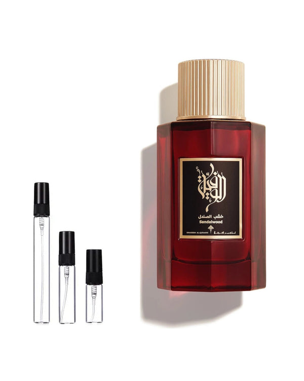 Ibraheem Al Qurashi Wafia Sandalwood Probe – Abfüllung im Glaszerstäuber (2, 5 oder 10 ml)
