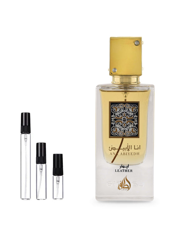 Lattafa Ana Abiyedh Leather Probe – Abfüllung im Glaszerstäuber (2, 5 oder 10 ml)
