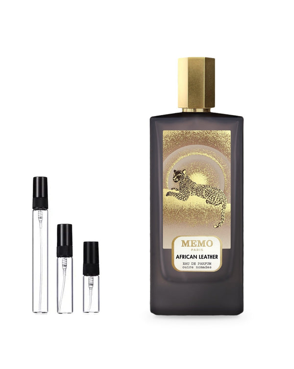 Memo African Leather Probe – Abfüllung im Glaszerstäuber (2, 5 oder 10 ml)